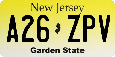 NJ license plate A26ZPV