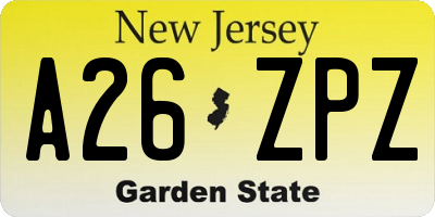 NJ license plate A26ZPZ