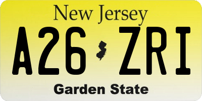 NJ license plate A26ZRI