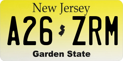 NJ license plate A26ZRM