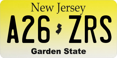 NJ license plate A26ZRS