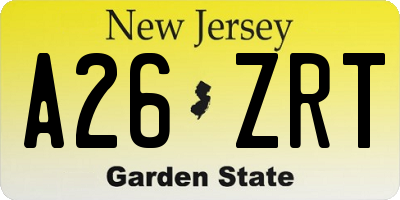 NJ license plate A26ZRT