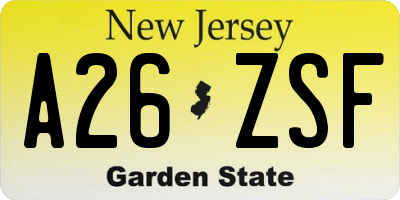 NJ license plate A26ZSF