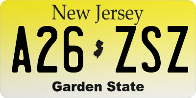 NJ license plate A26ZSZ
