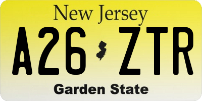 NJ license plate A26ZTR