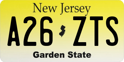 NJ license plate A26ZTS