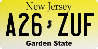 NJ license plate A26ZUF
