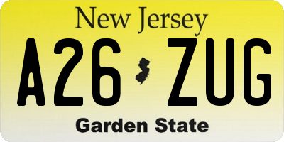 NJ license plate A26ZUG