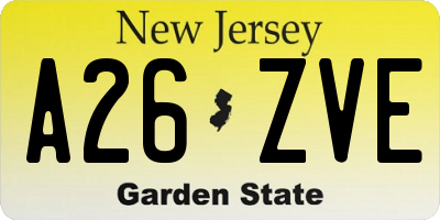 NJ license plate A26ZVE