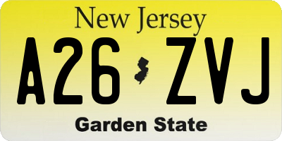 NJ license plate A26ZVJ