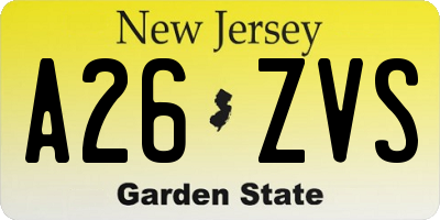 NJ license plate A26ZVS