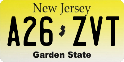 NJ license plate A26ZVT