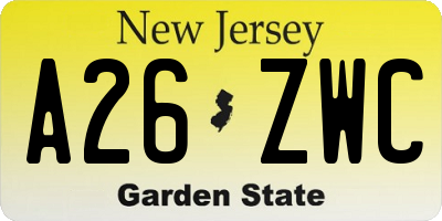 NJ license plate A26ZWC
