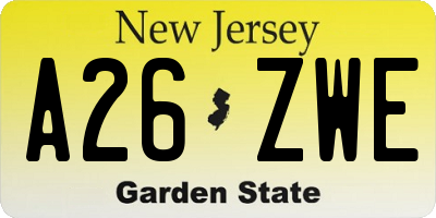 NJ license plate A26ZWE