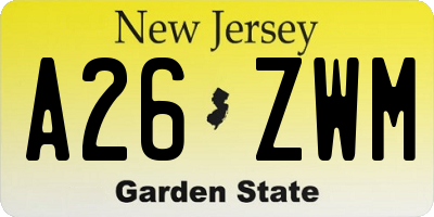 NJ license plate A26ZWM