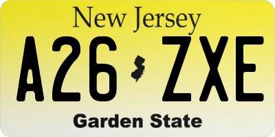 NJ license plate A26ZXE