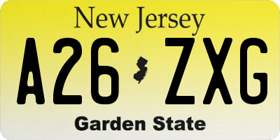 NJ license plate A26ZXG
