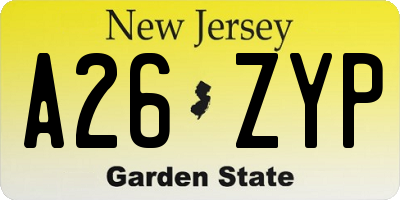 NJ license plate A26ZYP