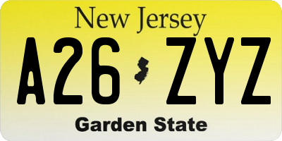 NJ license plate A26ZYZ