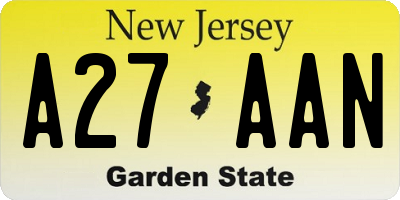 NJ license plate A27AAN