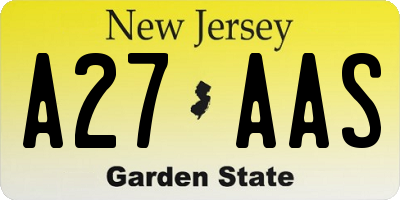 NJ license plate A27AAS