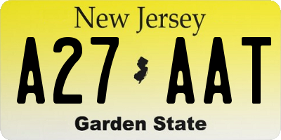 NJ license plate A27AAT