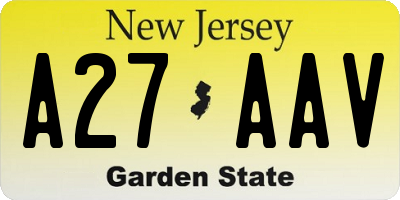 NJ license plate A27AAV