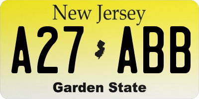 NJ license plate A27ABB