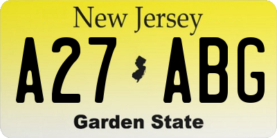 NJ license plate A27ABG