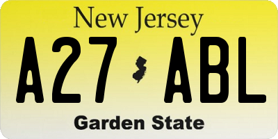 NJ license plate A27ABL
