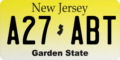 NJ license plate A27ABT