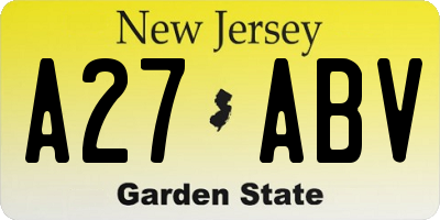 NJ license plate A27ABV
