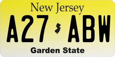 NJ license plate A27ABW