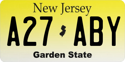 NJ license plate A27ABY