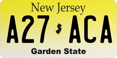 NJ license plate A27ACA