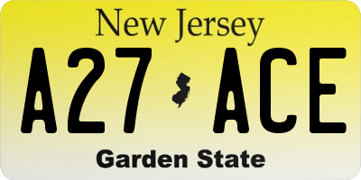 NJ license plate A27ACE