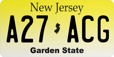 NJ license plate A27ACG