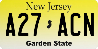 NJ license plate A27ACN