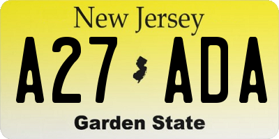 NJ license plate A27ADA