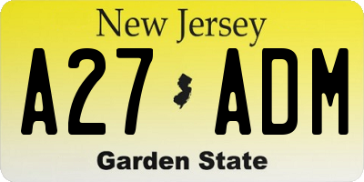 NJ license plate A27ADM