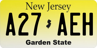 NJ license plate A27AEH