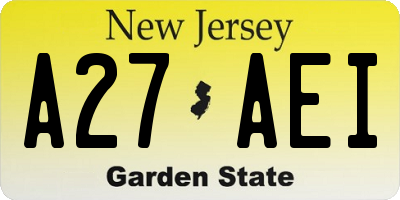 NJ license plate A27AEI
