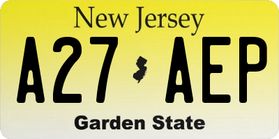 NJ license plate A27AEP