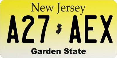 NJ license plate A27AEX