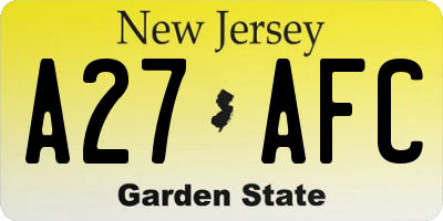 NJ license plate A27AFC