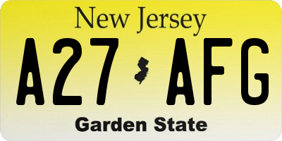 NJ license plate A27AFG