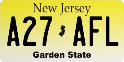 NJ license plate A27AFL