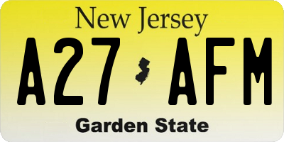 NJ license plate A27AFM