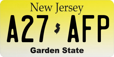 NJ license plate A27AFP