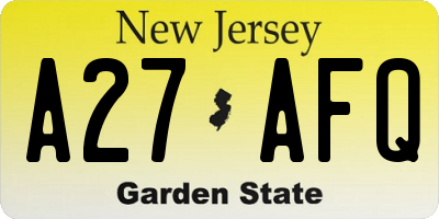 NJ license plate A27AFQ